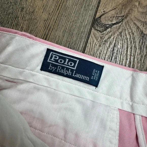 Polo Ralph Lauren Mens Chino Pants Pink Cotton Straight Leg 31x30 - Picture 5 of 10